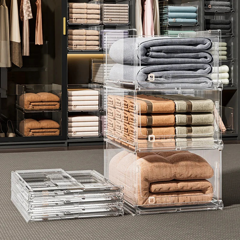 Large Capacity Foldable Storage Box Plastic Clothes Organizer Transparent Home Storage Trunk for Clothes Sundries Organizer - AMULET RING STORE