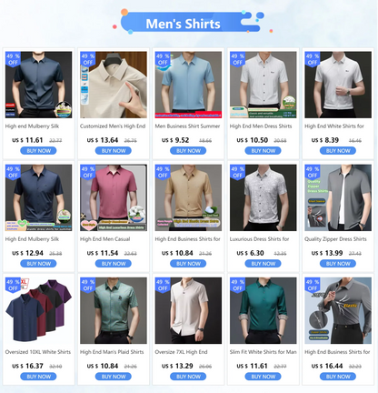 Mulberry Silk Business Dress Shirt - Men's Wrinkle Resistant