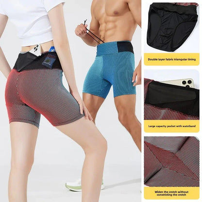High Elasticity Men's & Women's Yoga Workout Shorts Two-Layer Moisture-Wicking, Ideal for Running and Fitness Enthusiasts!