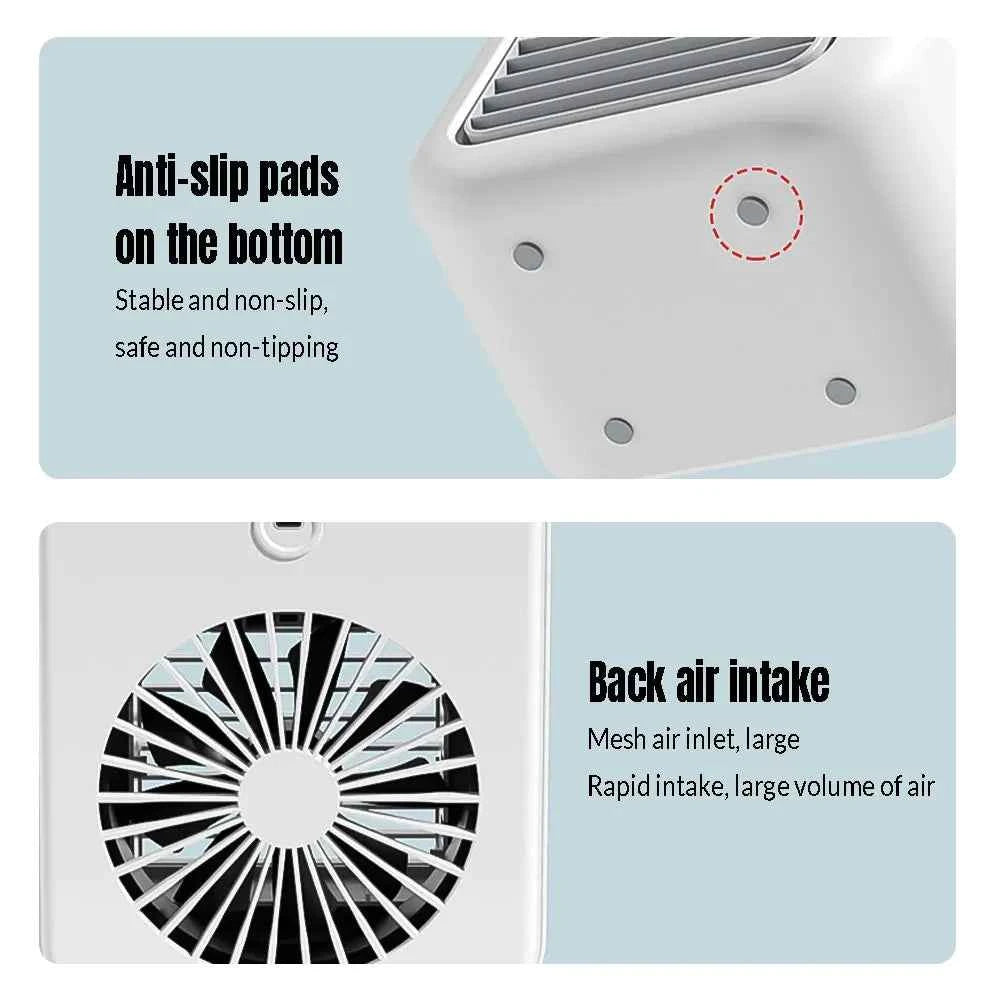 Mini Cold Airconditioner Fan 2-Speed 1800mHA Humidifier Mist Cooler USB Charging 500ml Water Tank Cooler for Home Office Dorm