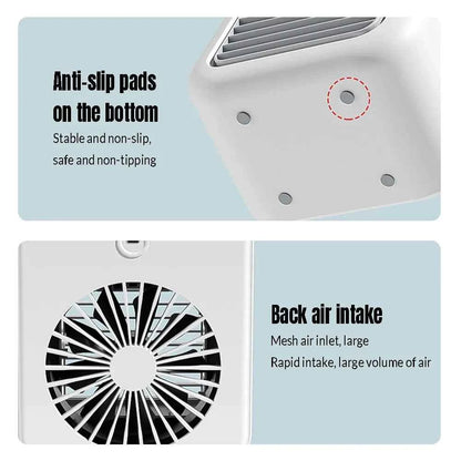 Mini Cold Airconditioner Fan 2-Speed 1800mHA Humidifier Mist Cooler USB Charging 500ml Water Tank Cooler for Home Office Dorm