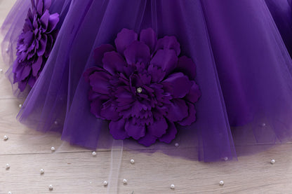 Girls  princess dress 1-5 Y baby Girls wedding sleeveless three-dimensional butterfly mesh carnival birthday party evening dress