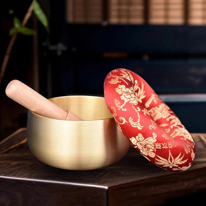 Copper Singing Bowl Buddhism Meditation Sound Healing Sound Bowls Tibetan Original Nepal Singing Bowl Yoga Musical Instruments - AMULET RING STORE