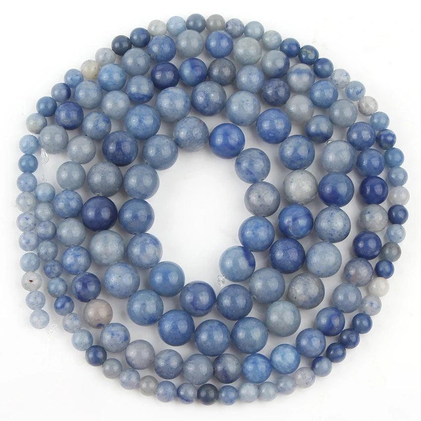 Real Natural Blue Stone Beads Turquoises Agates Amazonite Jades Tiger Eye Round Beads for DIY Couple's Bracelet Jewelry Making - AMULET RING STORE