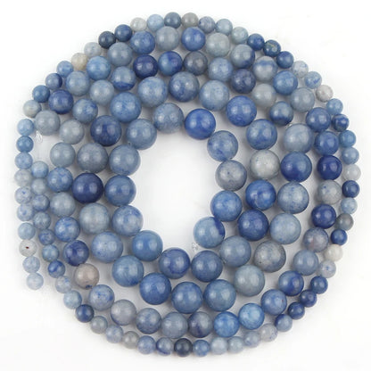 Real Natural Blue Stone Beads Turquoises Agates Amazonite Jades Tiger Eye Round Beads for DIY Couple's Bracelet Jewelry Making - AMULET RING STORE