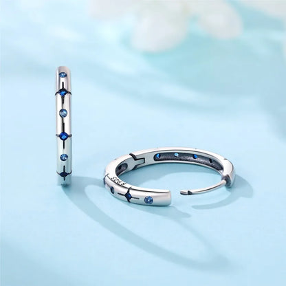 925 Sterling Silver Exquisite Blue star Earrings Jewelry Versatile Hoop Earrings For Women Jewelry Birthday Party Gifts - AMULET RING STORE