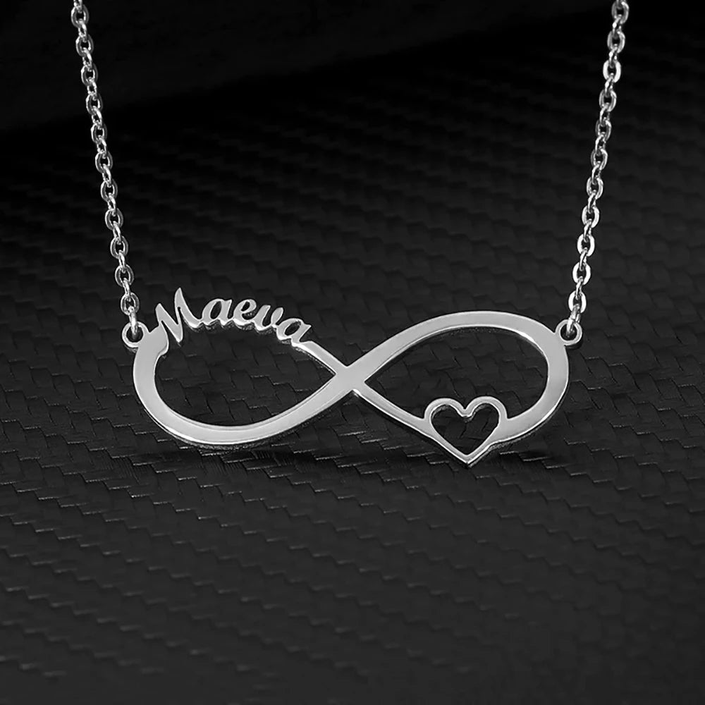 Custom Double Heart Two Names Infinity Necklaces For Women Stainless Steel Customized Necklace Pendant Personalized Jewelry Gift