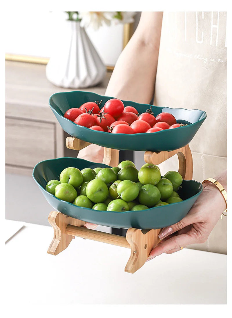 2/3 Layer Table Plates Dinnerware Kitchen Fruit Bowl with Floors Partitioned Dish Snack Candy Cake Stand Fruit Plate Salad Bowl - AMULET RING STORE