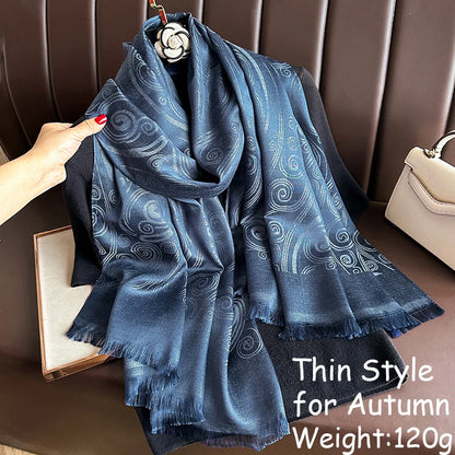 Elegant Ethnic Autumn Cashmere Shawl for Women Jacquard Pashmina Scarves Bufandas De Invierno Mujer Female Foulard Stoles Scarf - AMULET RING STORE