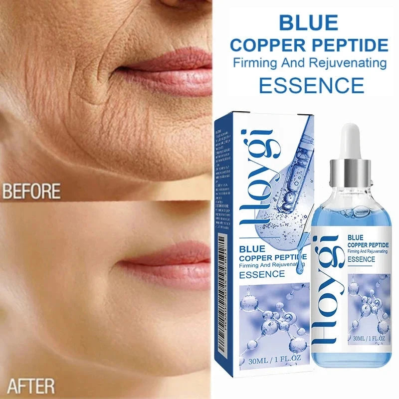 Hoygi Blue Copper Peptide Serum Anti Wrinkles Aging Rejuvenating Facial Lifting Moisturizing Brighten Skin Tone Skin Cosmetics - AMULET RING STORE