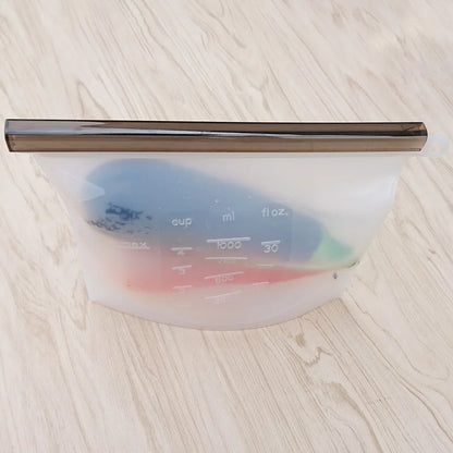 500-1500ML Silicone Bags Reusable Silicone Food Grade Storage Bag Lunch Sandwich Snack Fruit Freezer Zip Seal Keep Fresh Bags - AMULET RING STORE