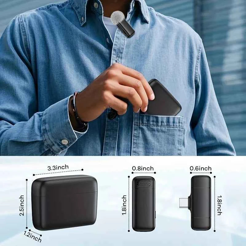Wireless  Microphone Lavalier with Charging Case Windproof Fleece Suitable for Phones Laptop Devices with Noise canceling MIC