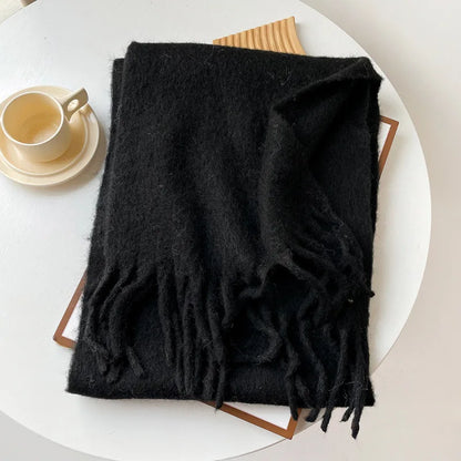 Korean Version Stylish Solid Scarf Women Men Autumn Winter Wool Blend Soft Pulled Mufller Female Male Versatile Pink Shawl Girl