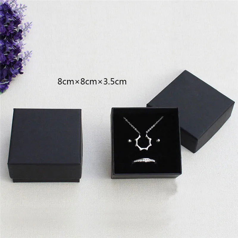 1PCS Black Jewelry Display Gifts Box Organizer Engagement for Ring Earring Brooch Necklace Bracelet Packaging Boxes - AMULET RING STORE
