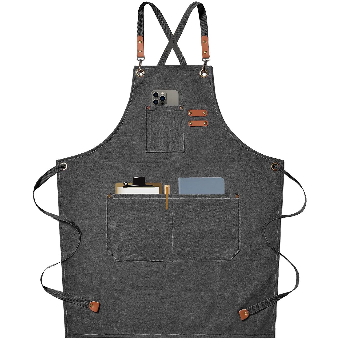 Customized apron New Fashion Canvas Kitchen Aprons For Woman Men Chef Work Apron For Restaurant Bar Shop Cafes Studios Uniform - AMULET RING STORE