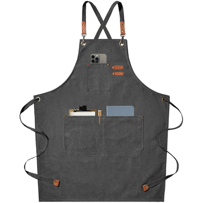 Customized apron New Fashion Canvas Kitchen Aprons For Woman Men Chef Work Apron For Restaurant Bar Shop Cafes Studios Uniform - AMULET RING STORE