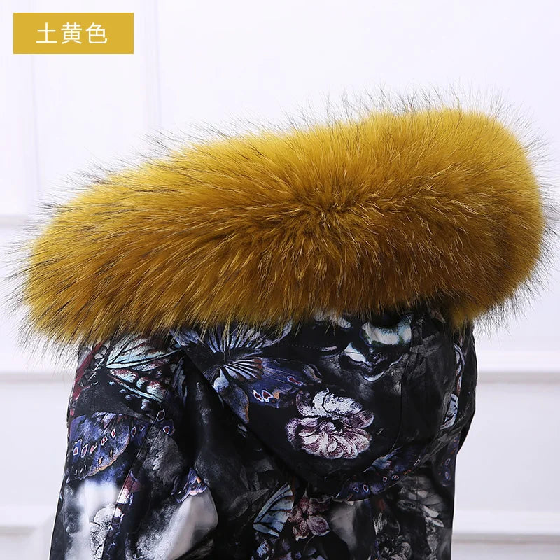 Raccoon Fur Collar 100% Real Fur Fashion Scarves For Ladies Neck Warmer Women Winter Natural Fur Scarf Decor White Fur Scarf