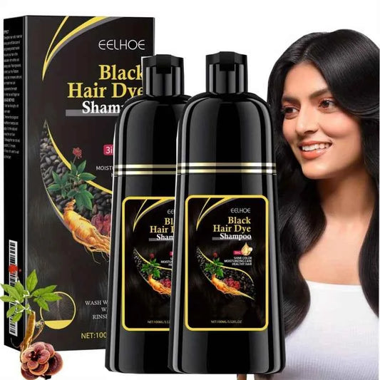 2pcs Black Hair Colouring Shampoo Natural Herbal Essence 3 in 1 Colouring Shampoo Clean Dandruff Removing for Covering White