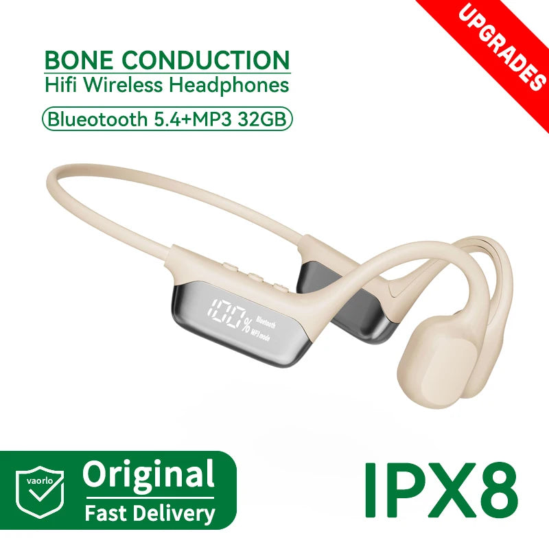 Upgrades Bluetooth 5.4 Bone Conduction Wireless Headphones 30 Meters Depth IPX8 Waterproof Swimming Headsets 32GB RAM MP3 Player