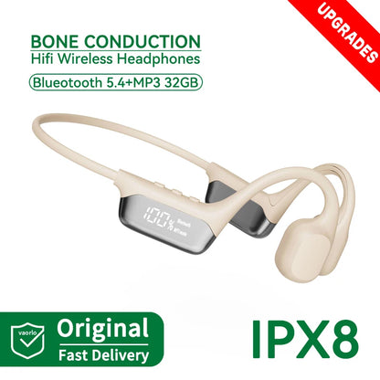 Upgrades Bluetooth 5.4 Bone Conduction Wireless Headphones 30 Meters Depth IPX8 Waterproof Swimming Headsets 32GB RAM MP3 Player