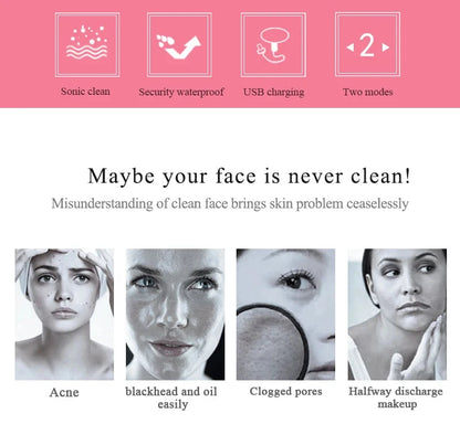 3 in 1 Electric  Facial Cleansing Brush Blackhead Remover Makeup Removal Face Deep Pores Cleaning Massager Face Cleaner