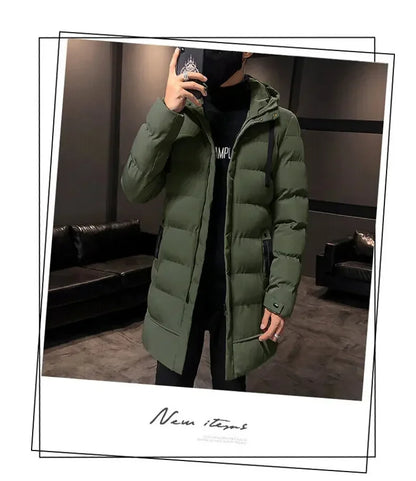 Thicken Warm Men Long Parka Fashion Brand Casual Winter Windbreaker Jacket with Hood Coats Fashion Clothing for Men All-match