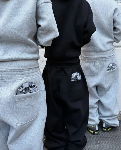 2025 Trendy High Street Retro Casual Streetwear Men's Sports Suit Y2K Harajuku Embroidered Hoodie Women Hip-hop Loose Sweatpants - AMULET RING STORE