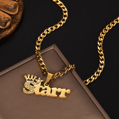 Custom Engrave Children's Name Bracelet 35cm Necklace Stainless Steel Jewelry Sets for Kids Baby Personlized Crown Birthday Gift