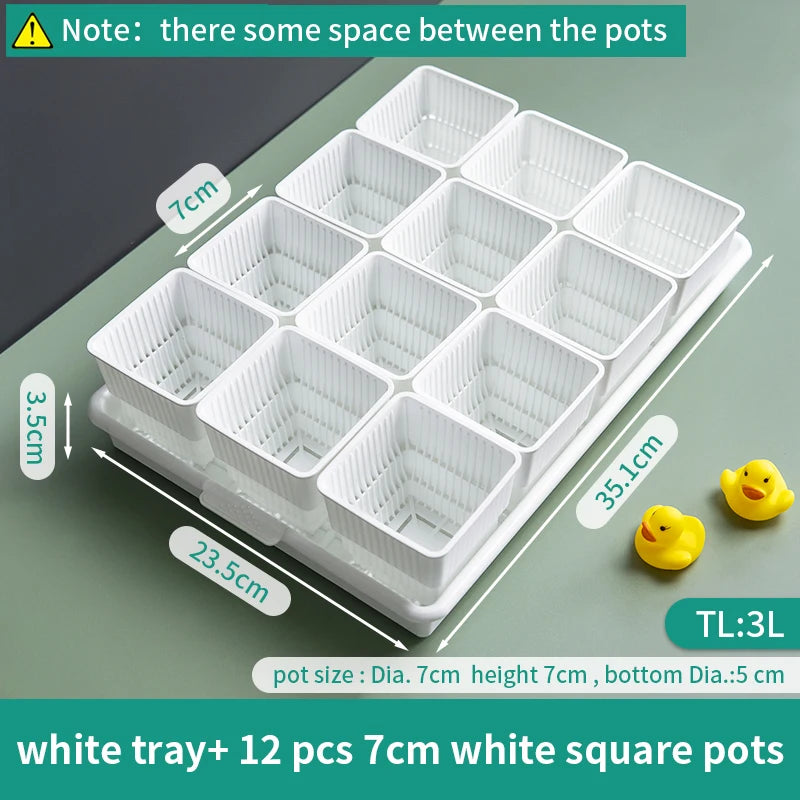 Meshpot Succulent Pots Succulent Planters with Tray Plastic Succulent Cactus Pot with holes Square Succulent Seedlings Pot Match - AMULET RING STORE