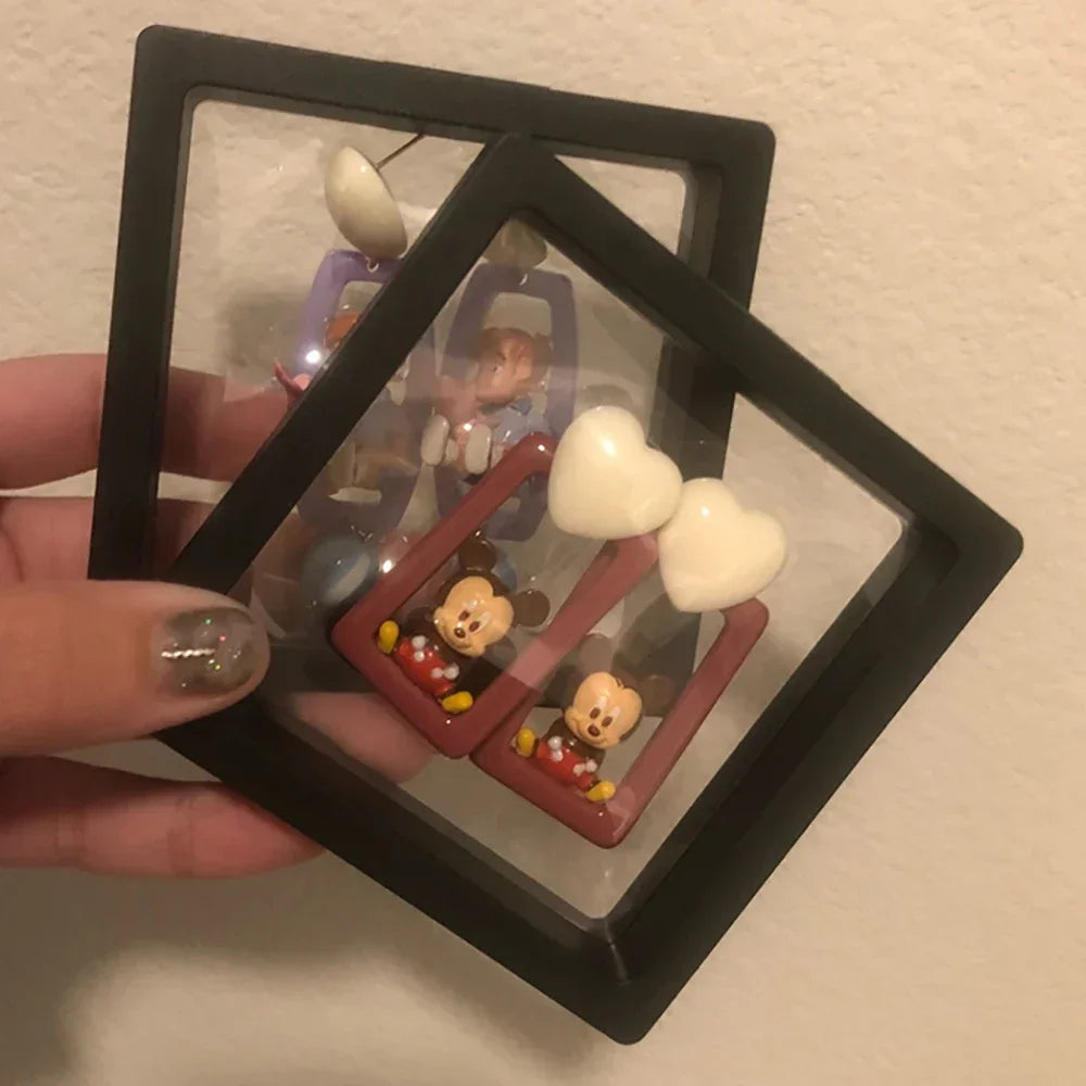 1PC Diamond Display Stand 7x7cm White Black Box Coin Collection Decoration Ring Earring Showing Holder Gemstone Storage Gift Box - AMULET RING STORE