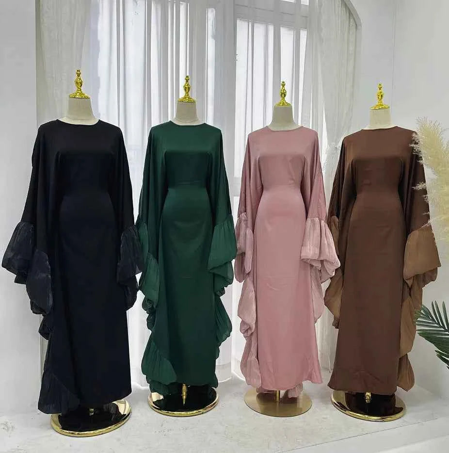 2025 Eid Arabic Muslim Women Modest Dress Luxury Dubai Abaya Islamic Party Lace-detailed Sleeves Robe Festival Turkey Outfit
