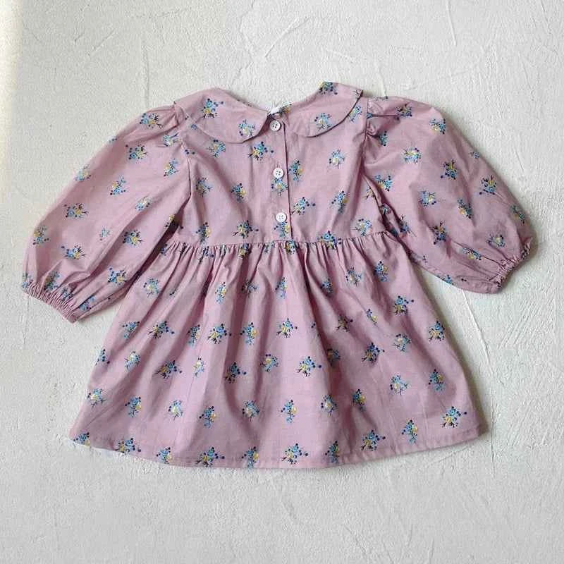 2024 New Autumn 0-3Yrs Kids Princess Dress Baby Bodysuits Long Sleeved Cotton Print Infant Baby Girls Party Dress Sister Clothes