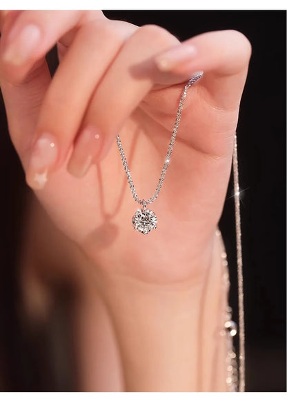 TEN CARATS 0.5-2CT S925 sterling silver Moissanite Women's Necklace Super Sparkly D Color VVS1 Pendant chain plated Jewelry - AMULET RING STORE