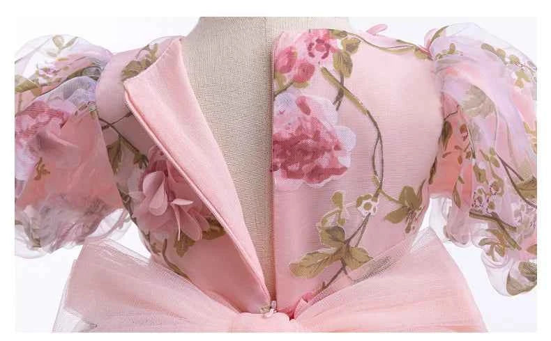 2024 Rose Girls Dress Summer Mesh Fashion Bow Little Princess Baby Dress Christmas Birthday Gifts 1 2 3 4 5 6 Years Kids Clothes