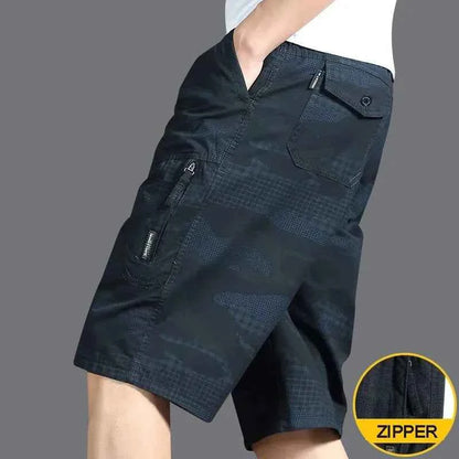 Classic Cargo Shorts Men Zipper Pocket Casual Knee Shorts Loose Straight Cotton Work Shorts Man Clothes