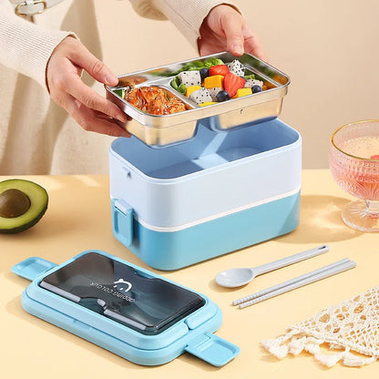 304 stainless steel lunch box for kids adult portable Microwavable insulated bento compartment multilayer food storage container - AMULET RING STORE