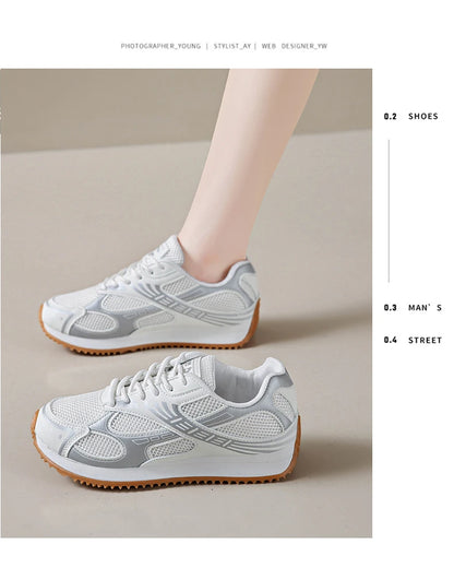 Women's Colorblock Casual Sneakers, Lace Up Soft Sole Platform Casual Shoes, Low-top Walking Comfy Shoes in holiday - AMULET RING STORE