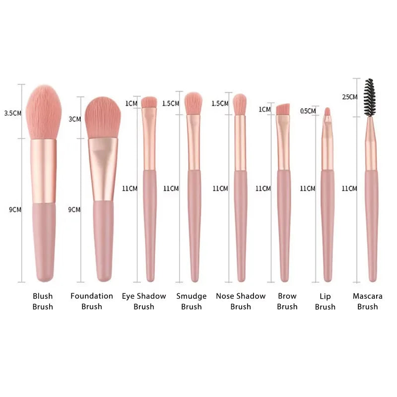 Portable 8Pcs Eyeshadow Foundation Blending Makeup Brush Soft Fluffy Cosmetics Concealer Makeup Brush Professional Make Up Tool - AMULET RING STORE