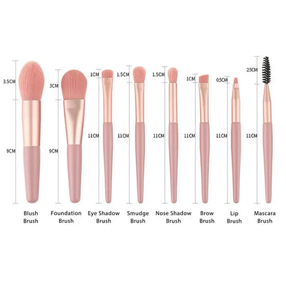 Portable 8Pcs Eyeshadow Foundation Blending Makeup Brush Soft Fluffy Cosmetics Concealer Makeup Brush Professional Make Up Tool - AMULET RING STORE