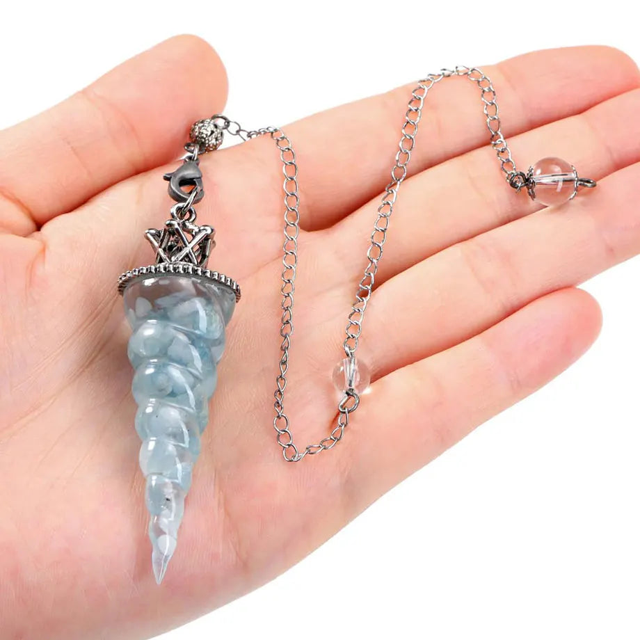 Orgonite  Resin 7 Chakra Crystal Pendulum Natural Chip Black Obsidian Pendant for  Divination Healing Pointed Pendulos X224 ﻿