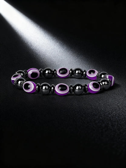 Hematite & Red Tiger's Eye Bracelet Men Natural Stone Cylinder Bead for Energy Protection Reiki Charm Courage Jewelry Women Gift