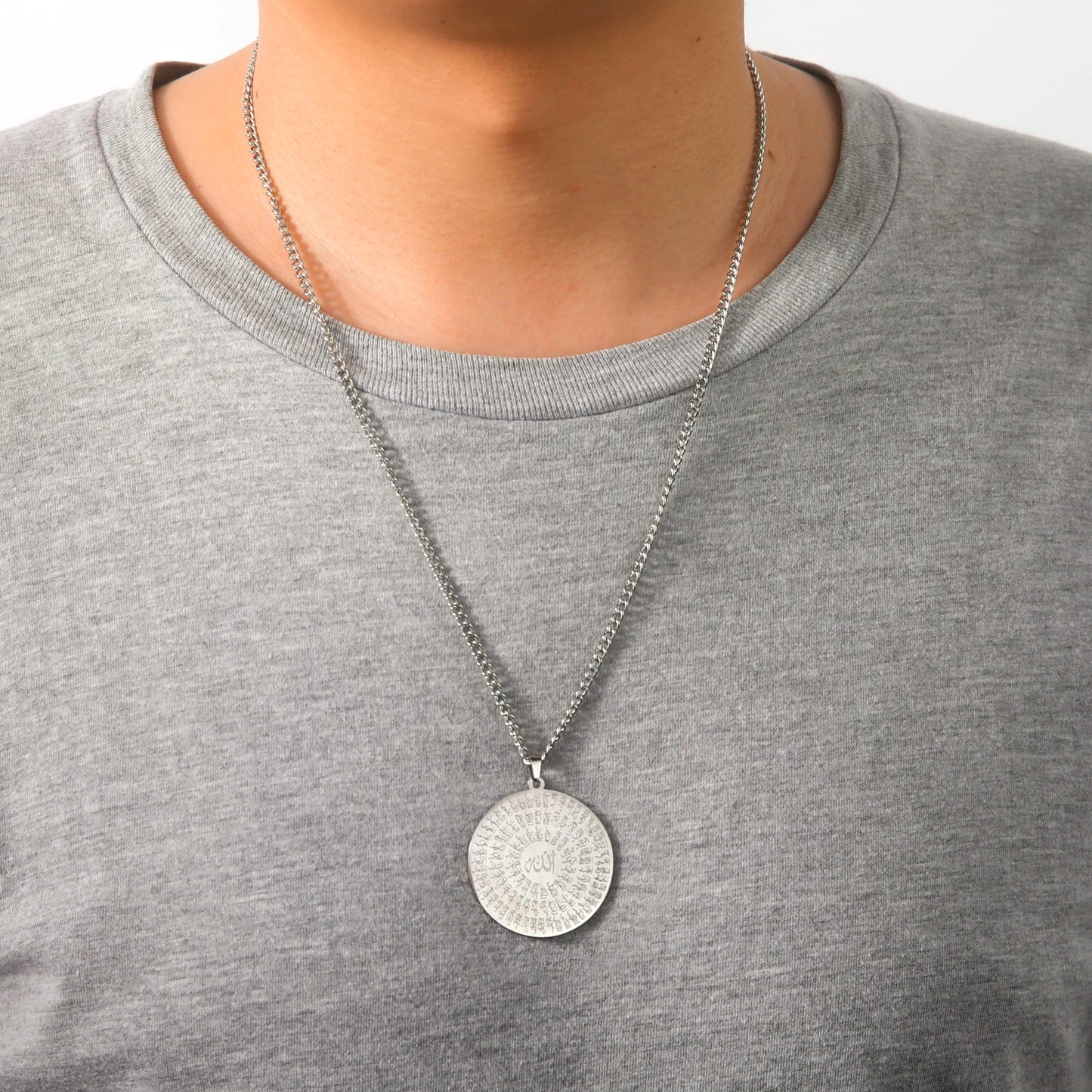 Jeshayuan Allah Name Pendant Necklace For Men Arabian Calligraphy Stainless Steel Religious Amulet Lucky Jewelry Gift - AMULET RING STORE