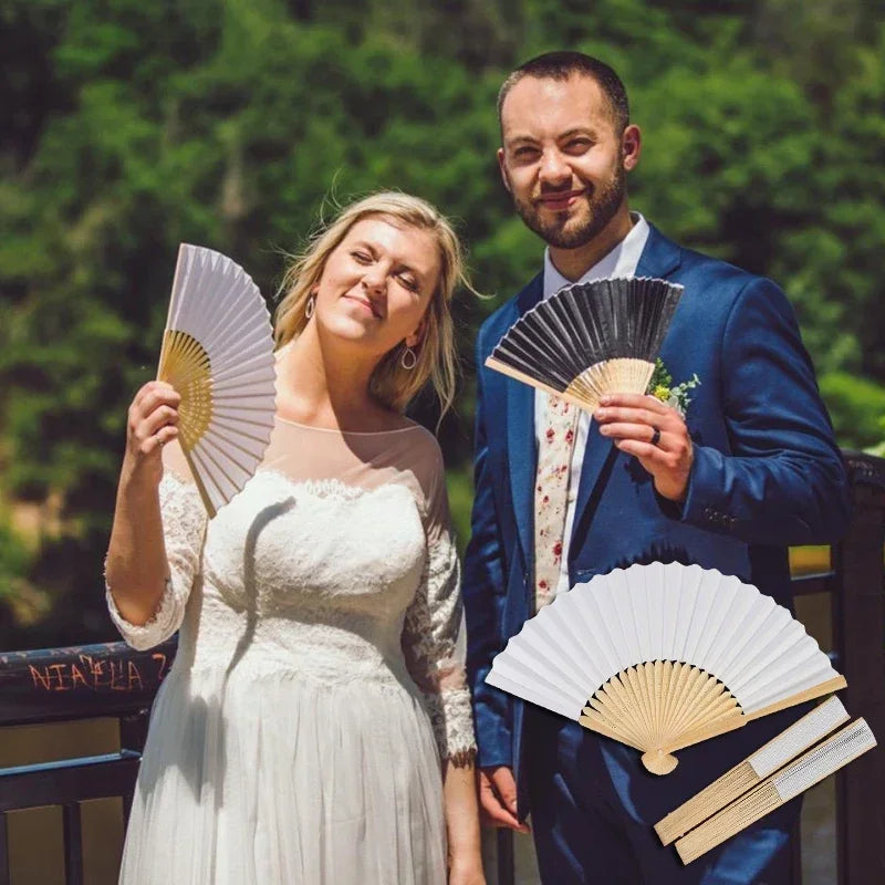 10/20/30pcs White Foldable Paper Fan Portable Chinese Bamboo Fan Wedding Gifts For Guest Birthday Party Decoration Kids Painting - AMULET RING STORE