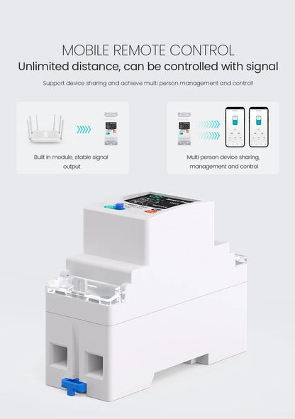 Tuya WIFI Smart circuit breaker 2P 63A charge statistics for smart home wireless control switch by smart life APP CNMIBO