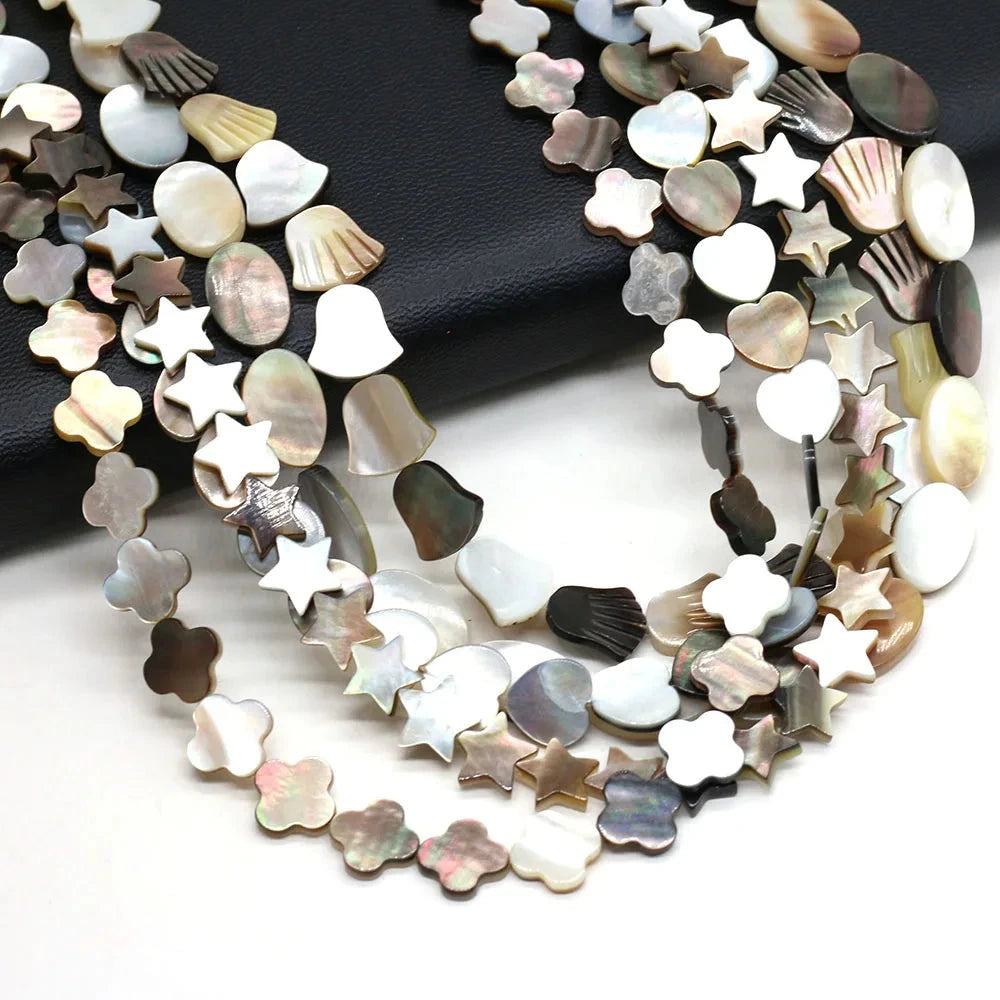 6/8/10/12mm Bohemia Natural Black Shell Beads Multishape Loose Spacer Beads for Jewelry Making DIY Necklace Bracelet Accessories - AMULET RING STORE