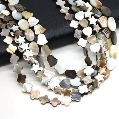 6/8/10/12mm Bohemia Natural Black Shell Beads Multishape Loose Spacer Beads for Jewelry Making DIY Necklace Bracelet Accessories - AMULET RING STORE