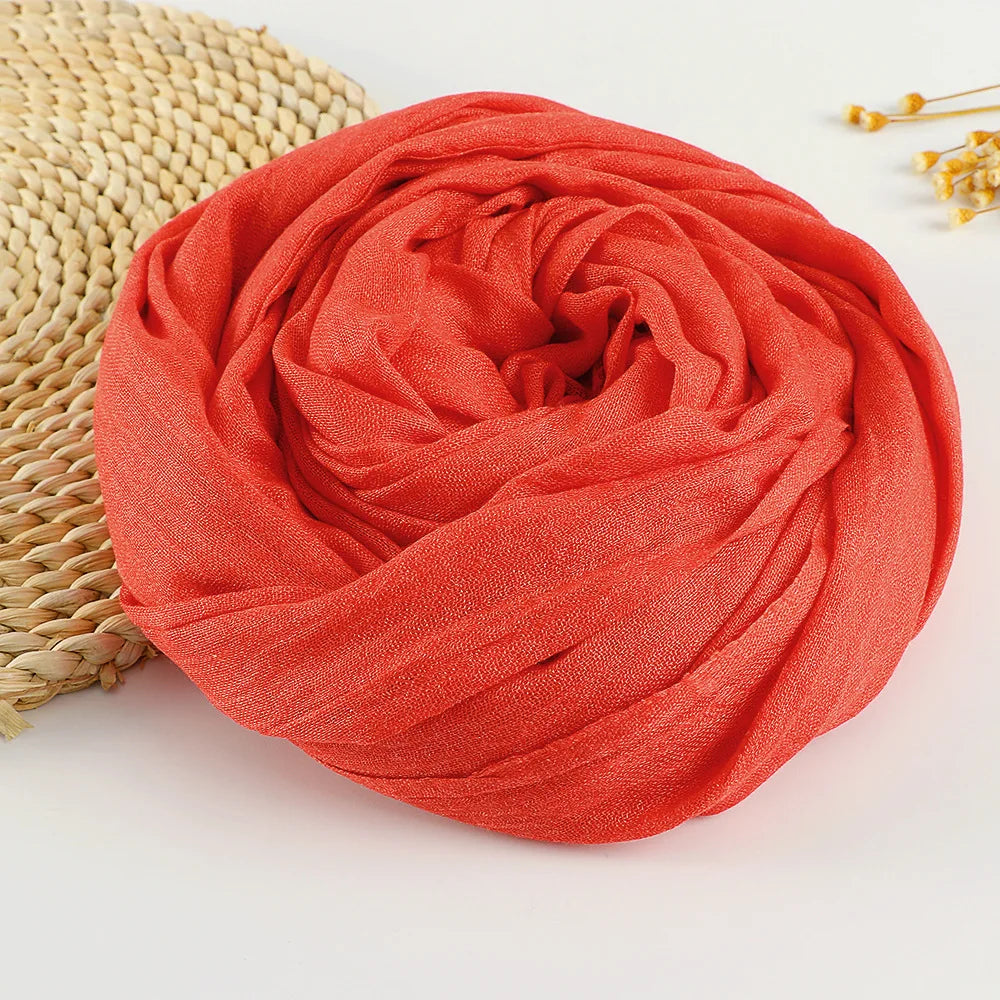 Autumn Winter New Cotton Linen Scarf For Women Girls Solid Color Sunscreen Scarves Soft Foulard Viscose Female Wrap Shawls