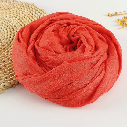 Autumn Winter New Cotton Linen Scarf For Women Girls Solid Color Sunscreen Scarves Soft Foulard Viscose Female Wrap Shawls