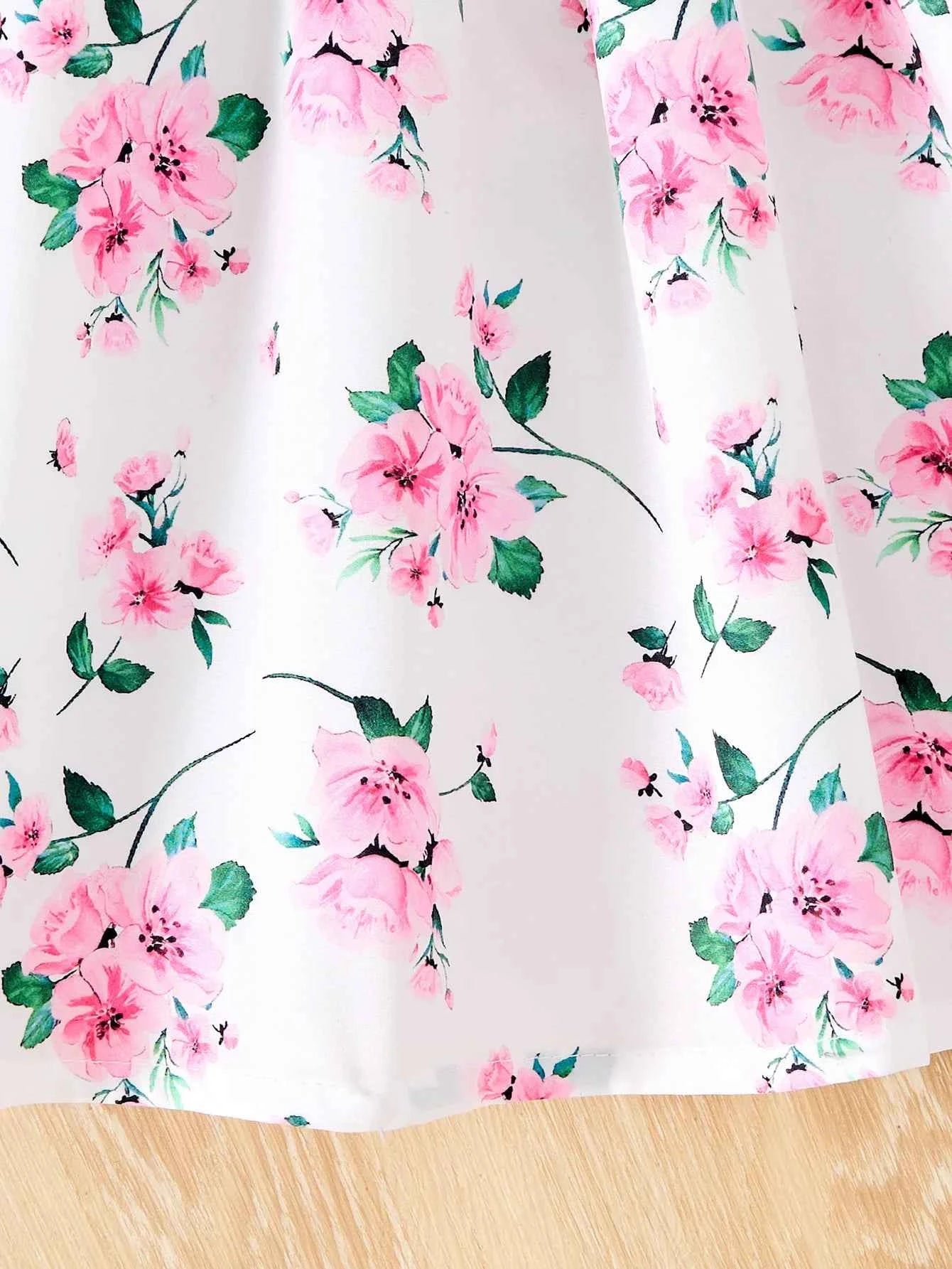 2Pcs Girls Elegant Pink Floral Print Dress Summer Sleeveless Casual Dress and Jacket Sets for Girls Festivals Outing Clothes