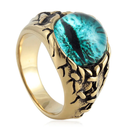 European and American stainless steel ring Retro punk men's devil eye titanium steel ring